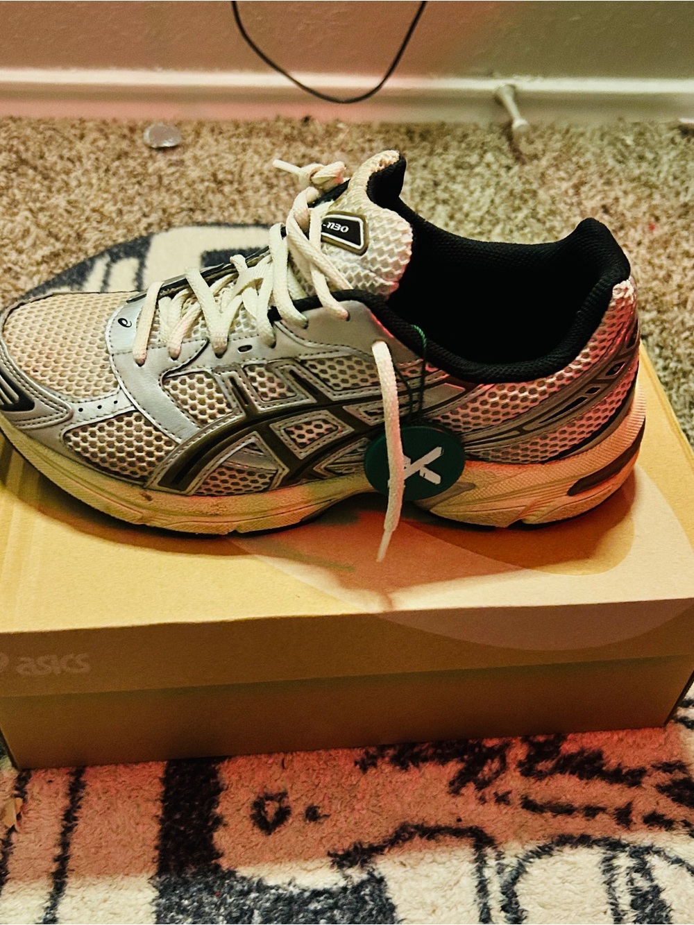Asics Silver and Black Mesh Athletic Running Shoe